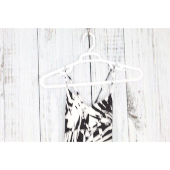 LL Bean UPF50+ New Currents Swimwear V Neck Tankini Top Black Palm Size 4 - Picture 2 of 7